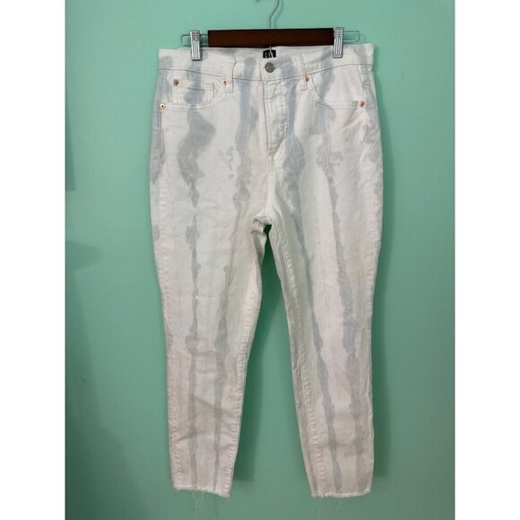 Gap Denim Womens Tie-Dye White & Light Blue True Skinny Jeans Size 10/30 - Picture 1 of 10